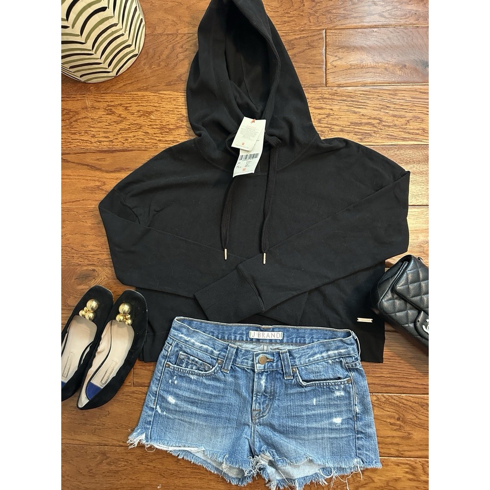 NWT Sweaty Betty Small Black Italian Fleece Hoodie Sweatshirt SB5366 $140